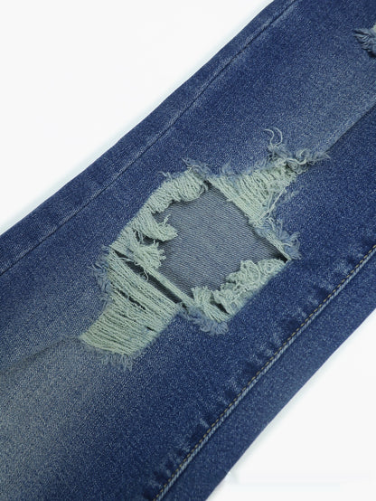 Calça Jeans Colada Azul Escuro - Cintura Alta e Destroyed